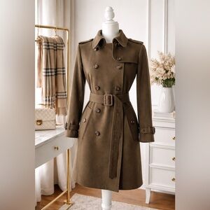 BURBERRY | Brown Wool Cashmere Blend Belted Double Breasted Trench Coat US 6